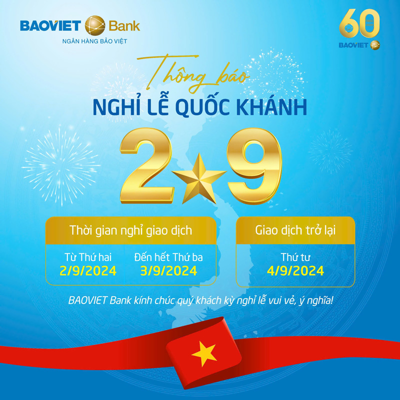Thông báo lịch Nghỉ lễ 2/9/2024